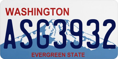 WA license plate ASG3932