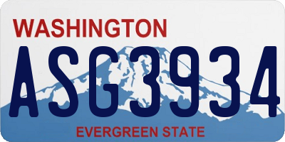 WA license plate ASG3934