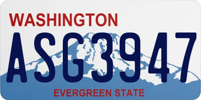 WA license plate ASG3947
