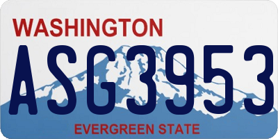 WA license plate ASG3953