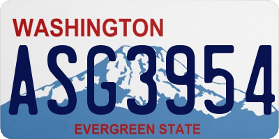 WA license plate ASG3954