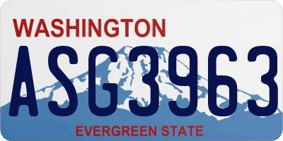 WA license plate ASG3963