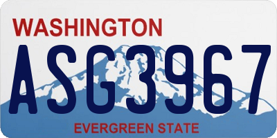 WA license plate ASG3967