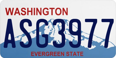 WA license plate ASG3977
