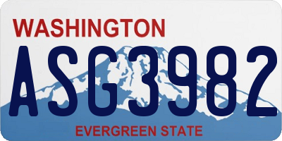 WA license plate ASG3982