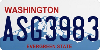 WA license plate ASG3983