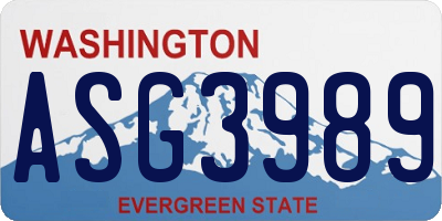 WA license plate ASG3989
