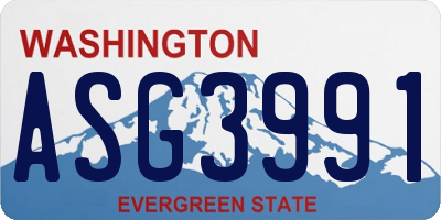 WA license plate ASG3991