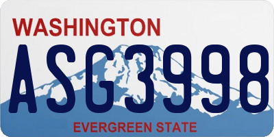 WA license plate ASG3998