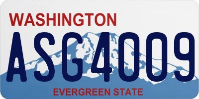 WA license plate ASG4009