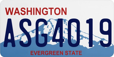 WA license plate ASG4019