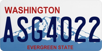 WA license plate ASG4022