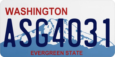 WA license plate ASG4031