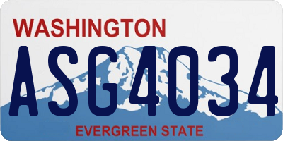 WA license plate ASG4034