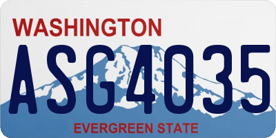 WA license plate ASG4035