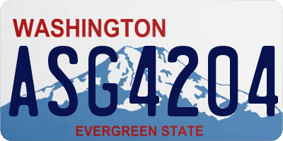 WA license plate ASG4204