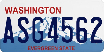 WA license plate ASG4562