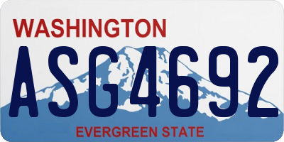 WA license plate ASG4692