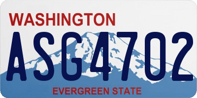 WA license plate ASG4702
