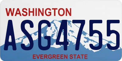 WA license plate ASG4755