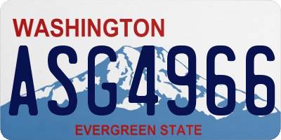 WA license plate ASG4966