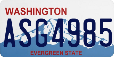 WA license plate ASG4985
