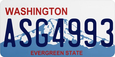 WA license plate ASG4993