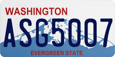 WA license plate ASG5007