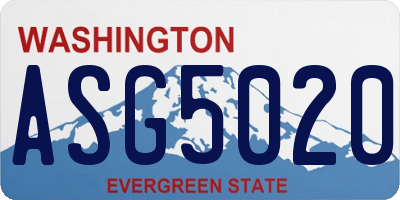 WA license plate ASG5020