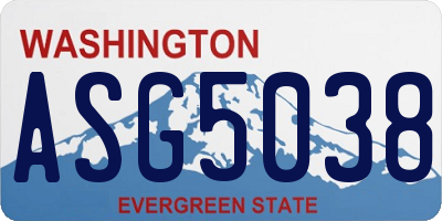 WA license plate ASG5038