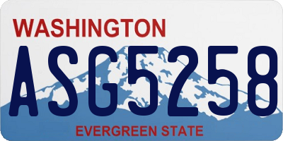 WA license plate ASG5258