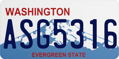 WA license plate ASG5316