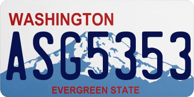 WA license plate ASG5353