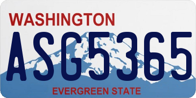 WA license plate ASG5365