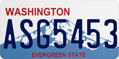 WA license plate ASG5453
