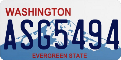 WA license plate ASG5494