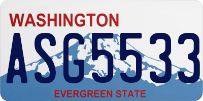WA license plate ASG5533