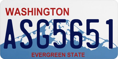 WA license plate ASG5651