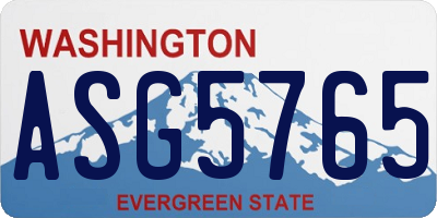 WA license plate ASG5765