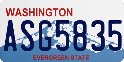 WA license plate ASG5835