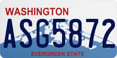 WA license plate ASG5872