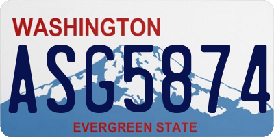 WA license plate ASG5874