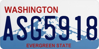 WA license plate ASG5918
