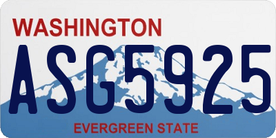 WA license plate ASG5925