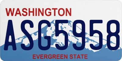 WA license plate ASG5958