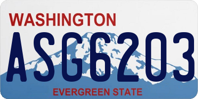 WA license plate ASG6203