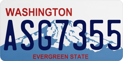 WA license plate ASG7355