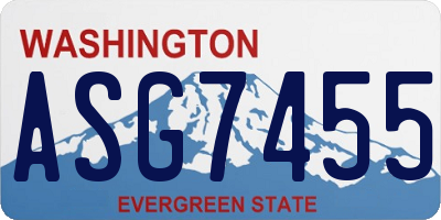 WA license plate ASG7455