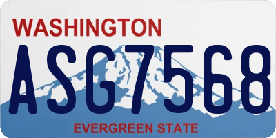 WA license plate ASG7568