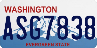 WA license plate ASG7838